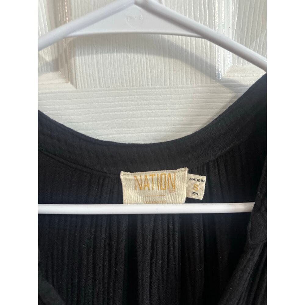 Nation Ltd Padma Ruffle Mini Dress Black Sz S Cotton Cap Sleeve Nice! - Picture 4 of 6